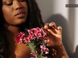 woman with flowers
